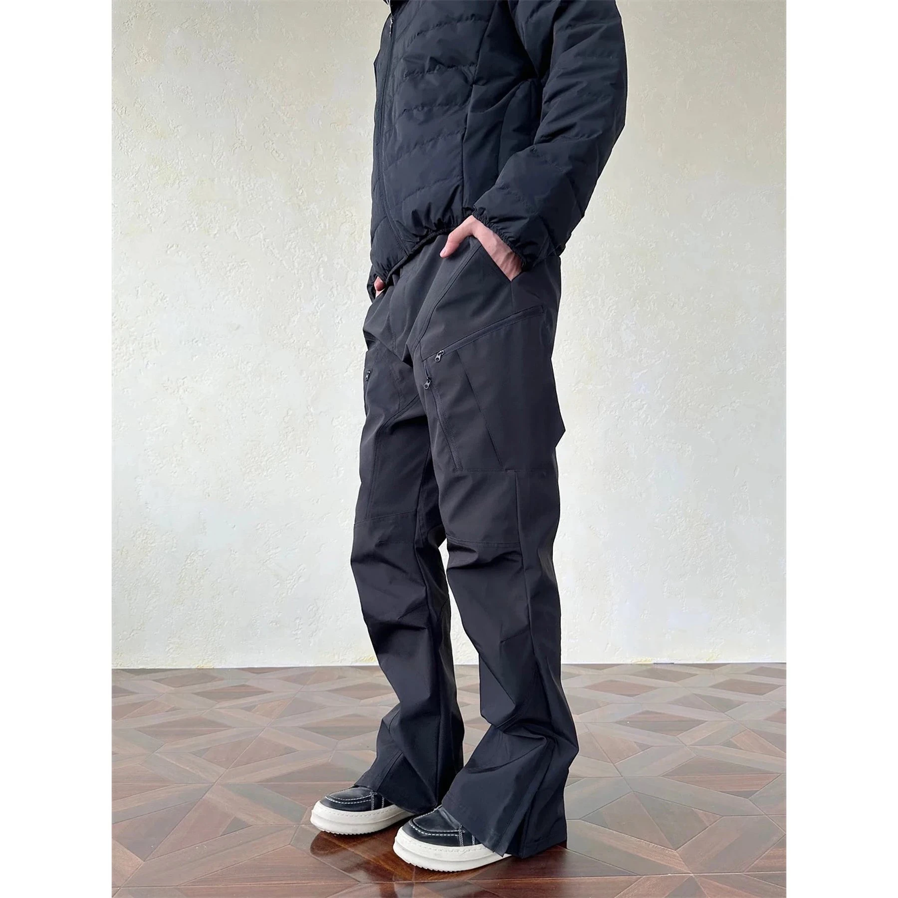 

Outdoor Casual Trousers Tee-Proof Zipper Slit Straight Leg ket Pants Autumn Winter Men's Functional Cargo Pants