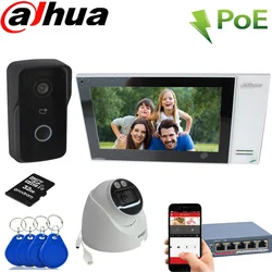 Dahua DH-VTO2111D-P-S2 VTH2421FW-P IPC-HDW2439T-AS-LED-S IR POE Video Intercom camera kit IP Villa Door Station Outdoor Control