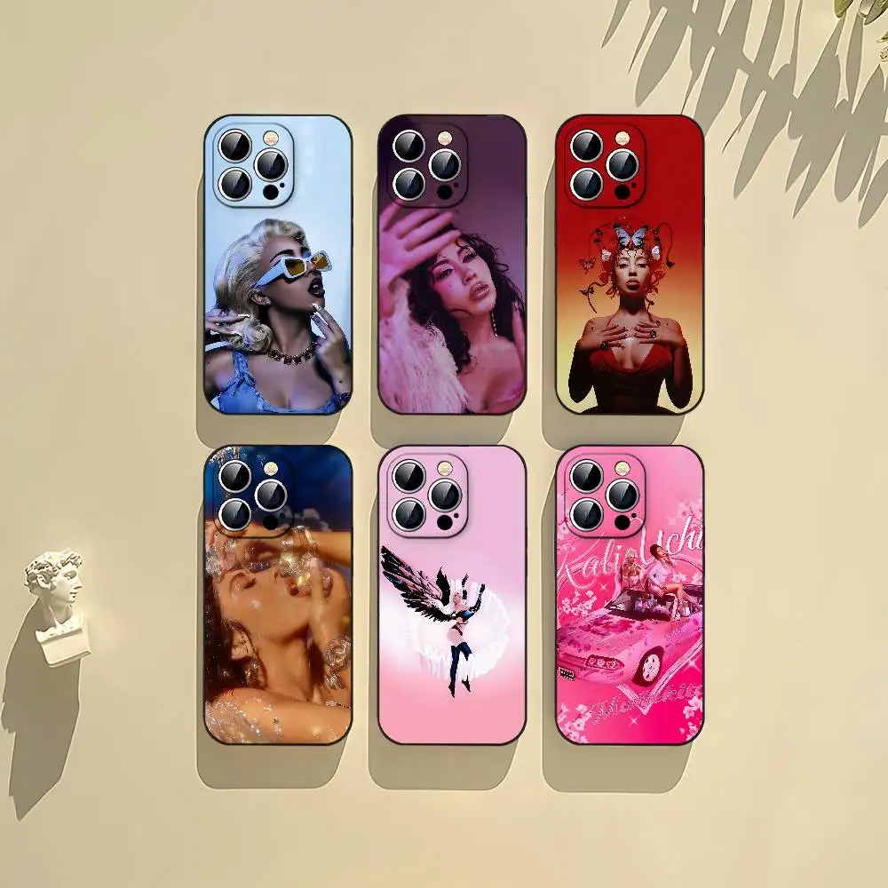 Funda para Teléfono K-Kali U-Uchis Singer Negra Compatible con iPhone 17, 16, 15, 11, 13, 14 Pro Max, Plus, X, Xr, Xs Max, 13 Mini