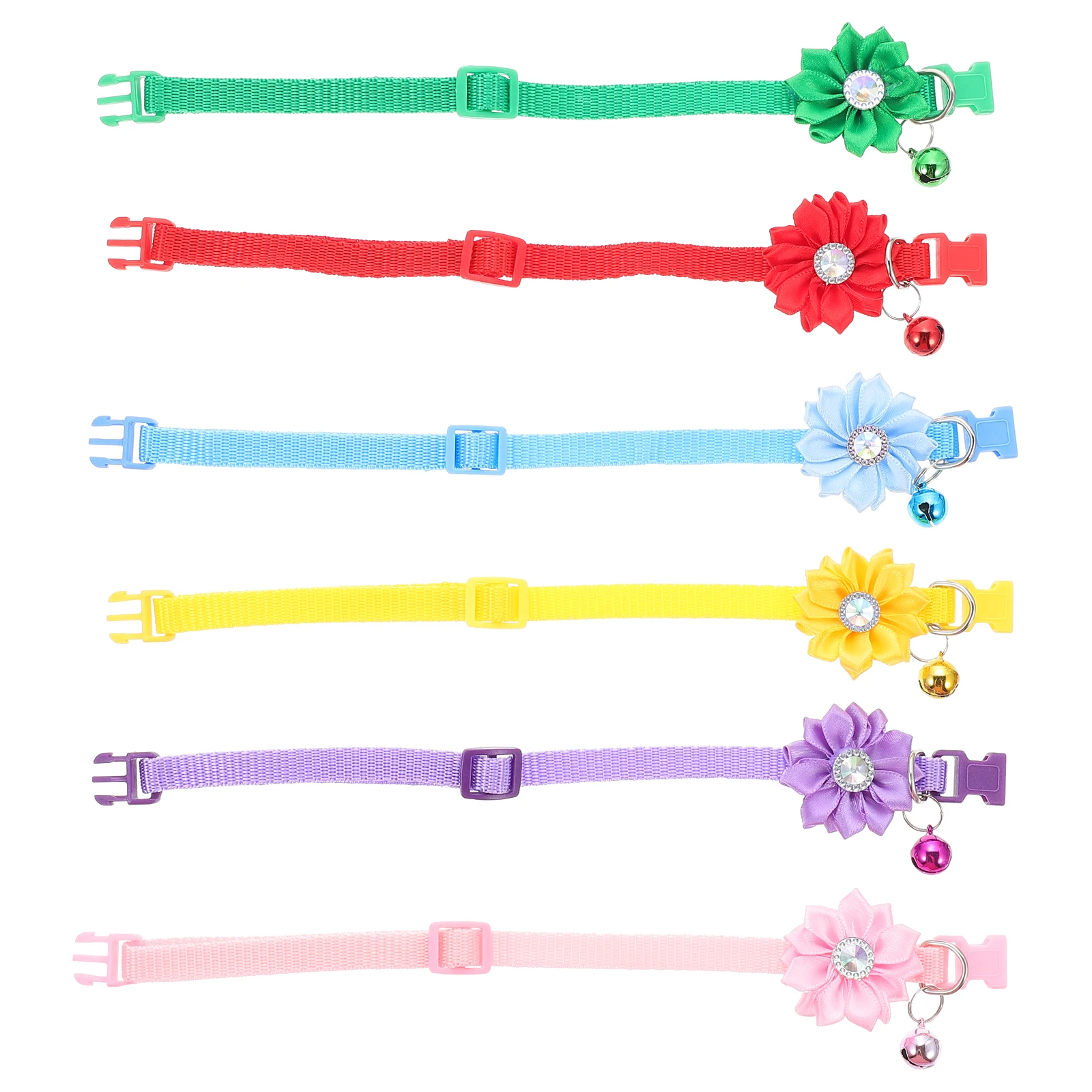 

6pcs Flower Design Pet Adjustable Cat With Bell Durable Kitten Photo Prop Creative Dog Collar Decorative Neck Chain For Cats