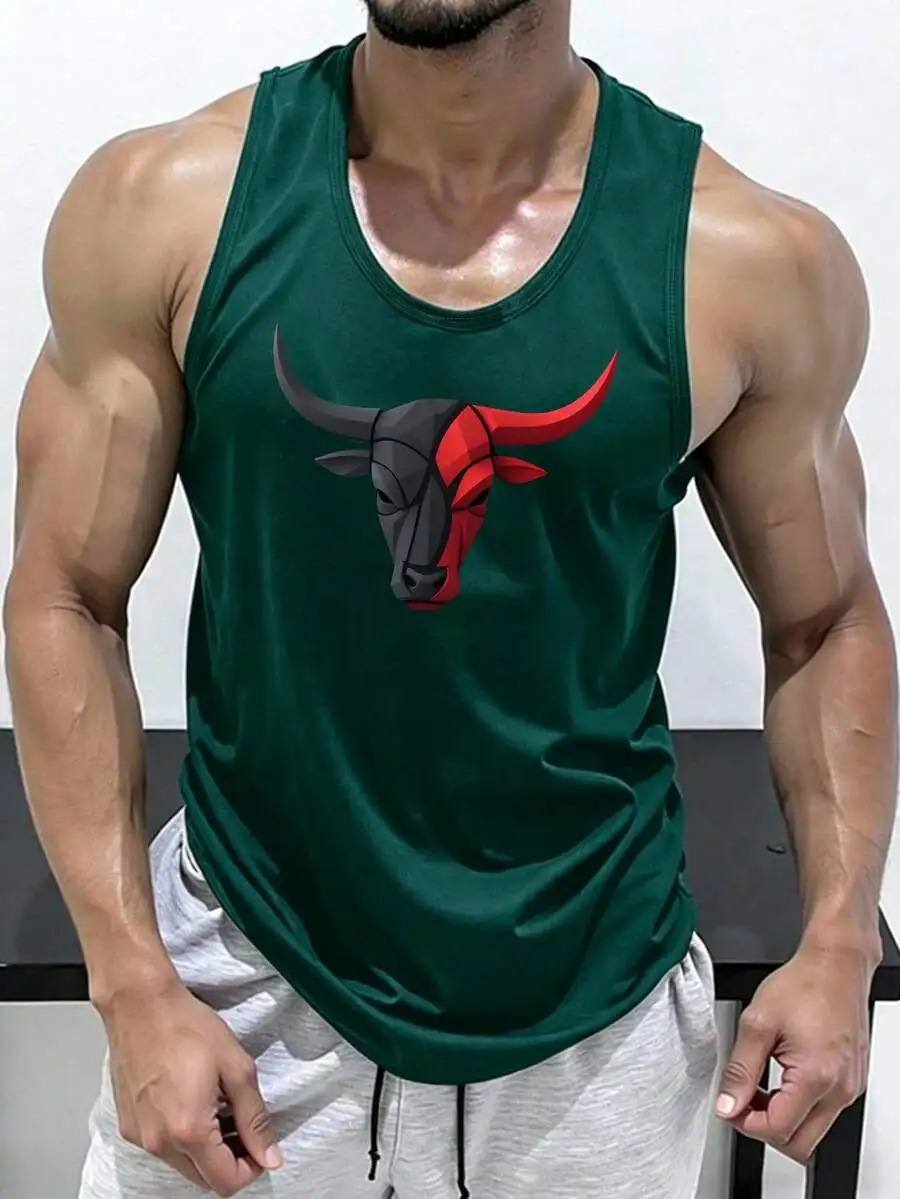

Mens Bull Graphic Racerback Tank Top For Gym Workout