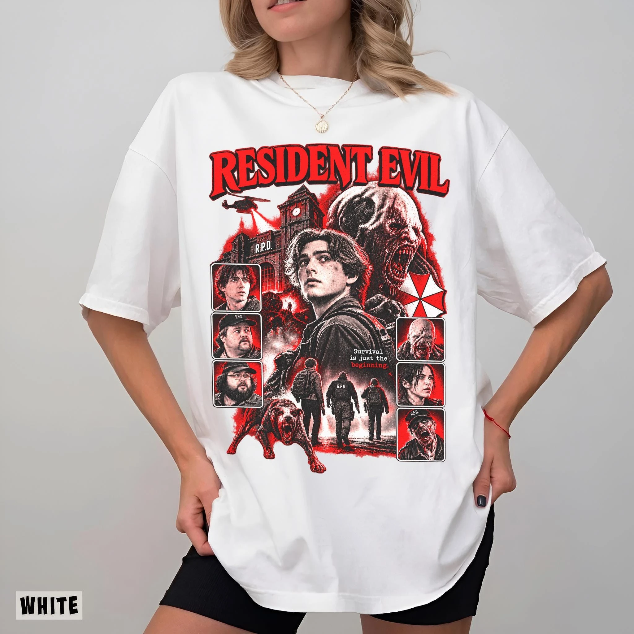 Resident Evil Movie Themed T-shirt, Halloween Horror T-shirt, Horror Themed Gift Women's Daily T-shirt Outfit