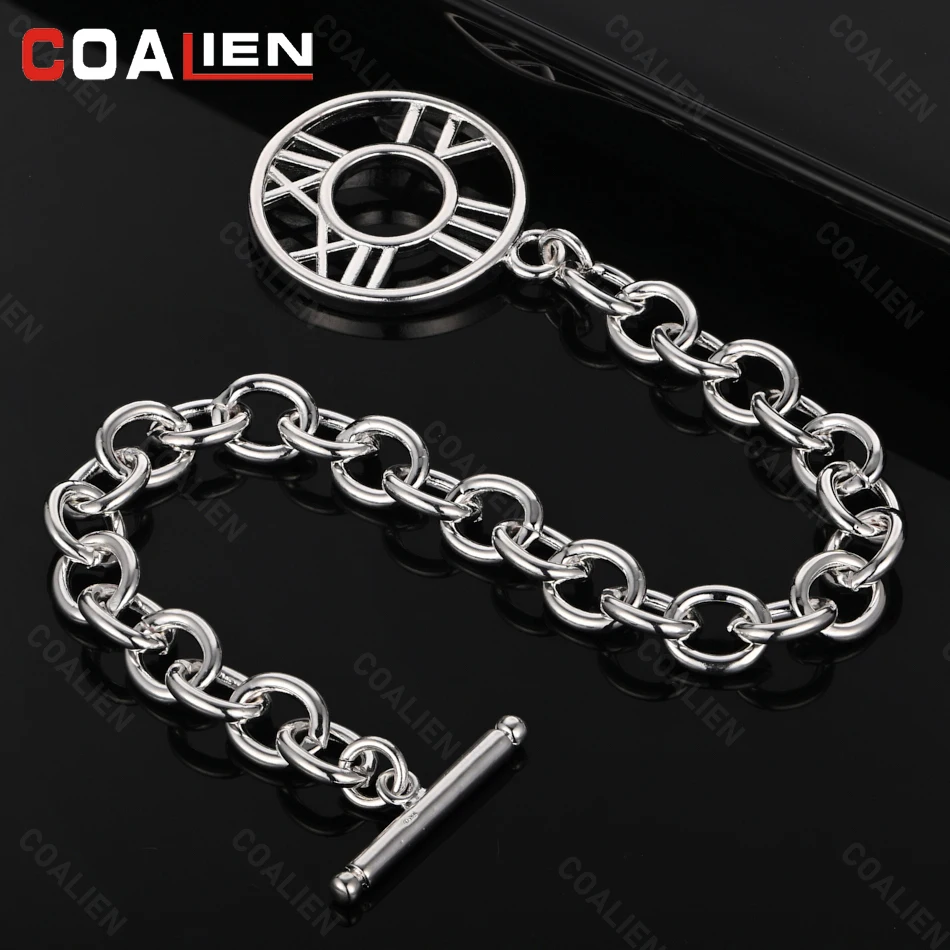 

COALIEN 925 Sterling Silver Roman Numeral Ring Bracelet Woman Charm Holiday Gift Party Wedding Jewelry