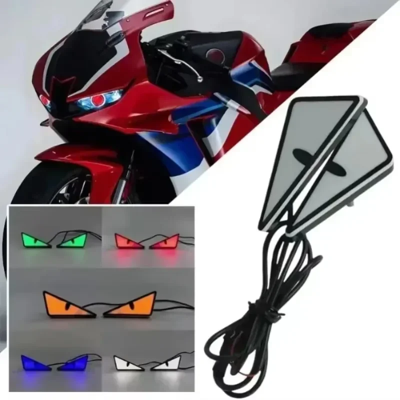 LED Devil Eyes Light Demon Eyes Headlight Motorcycle Mini Turn Signal Flasher Tail Lamp Auto Decoration Lights Accessories 2Pcs