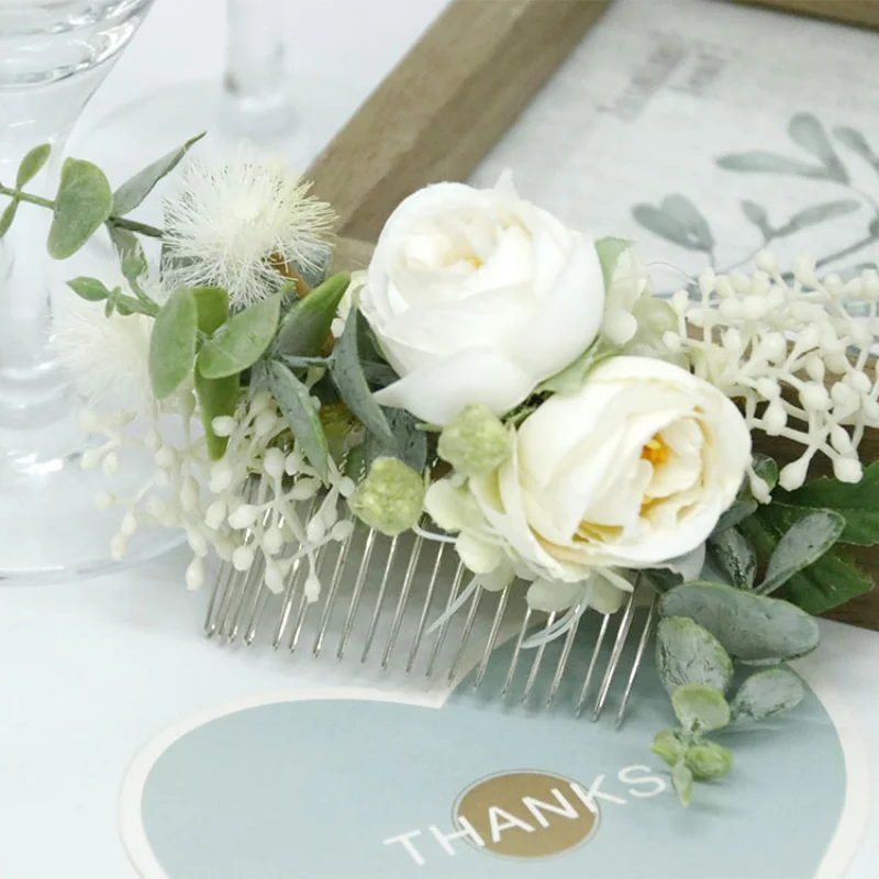 Tocado de novia blanco, Princesa, flores artificiales, joyería para el cabello de boda, accesorios de boda para novia