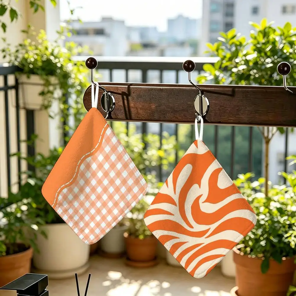 Orange style cool  Anime Polyester Hanging Kitchen Hand Towel Durable Wear Resistant  Versatile Use Throughout Home