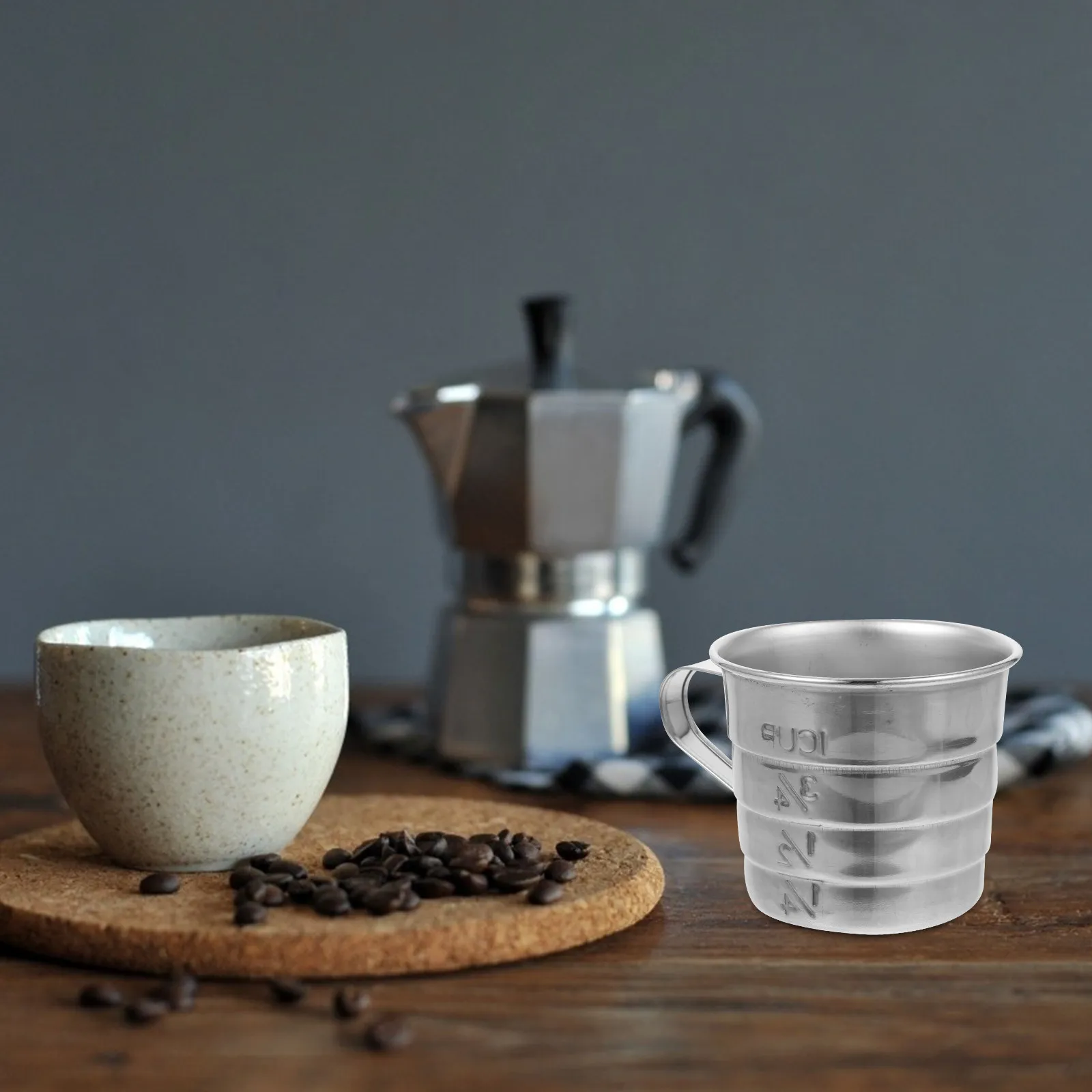 Measuring Cup Stainless Steel Coffee Measuring Tool Compact Size Lightweight Design Scale Markings Graceful Arc Flow Handle