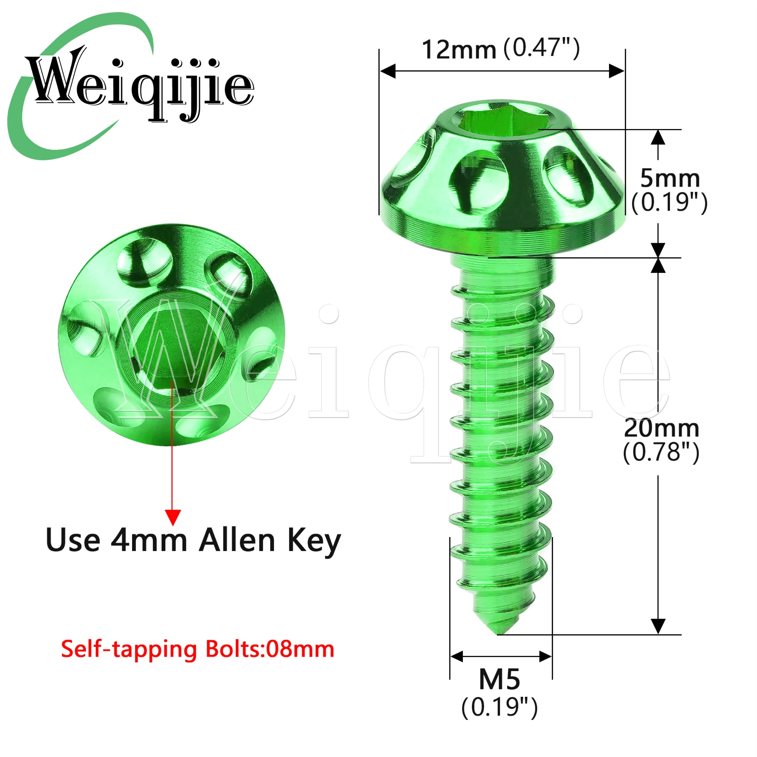 Weiqijie 6PCS Titanium Alloy M5x20 Large head self-tapping drill screws screws specifically for home renovation and modification