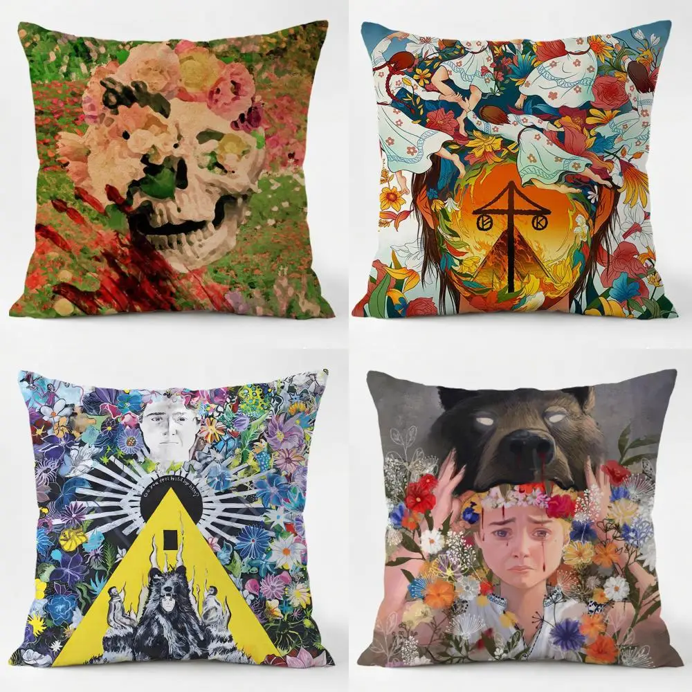 Movie M-Midsommar Cushion Cover Daily Washable Linen Pillowcase Soft  for Sofa Bed Home Room Decor