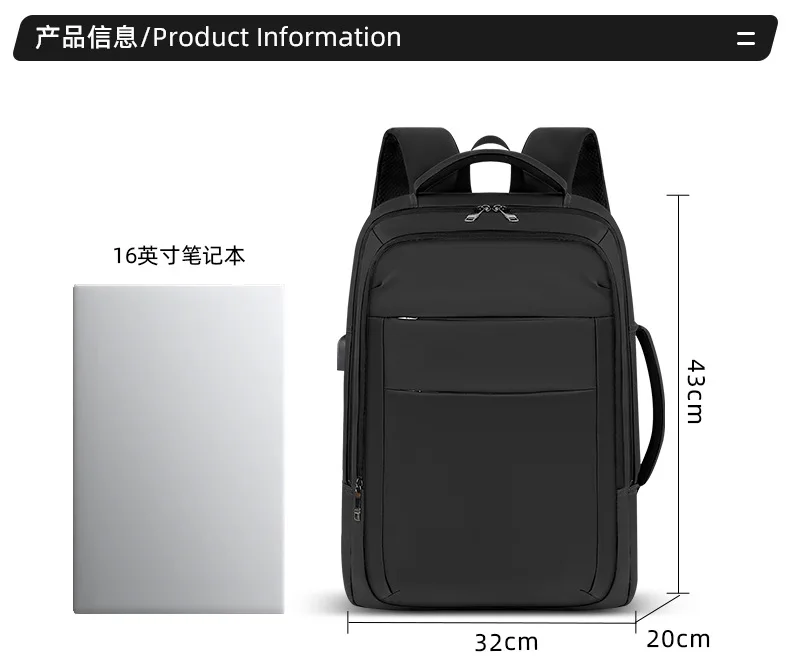 Men's Business Commuter Laptop Backpack with USB Charging Lightweight Durable Travel Daypack for Work & Trip