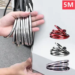 5M Car Door Edge Scratch Protector DIY Silver Moulding Trim Strips Exterior Car Chrome Body Strip Bumper Auto Door Protector