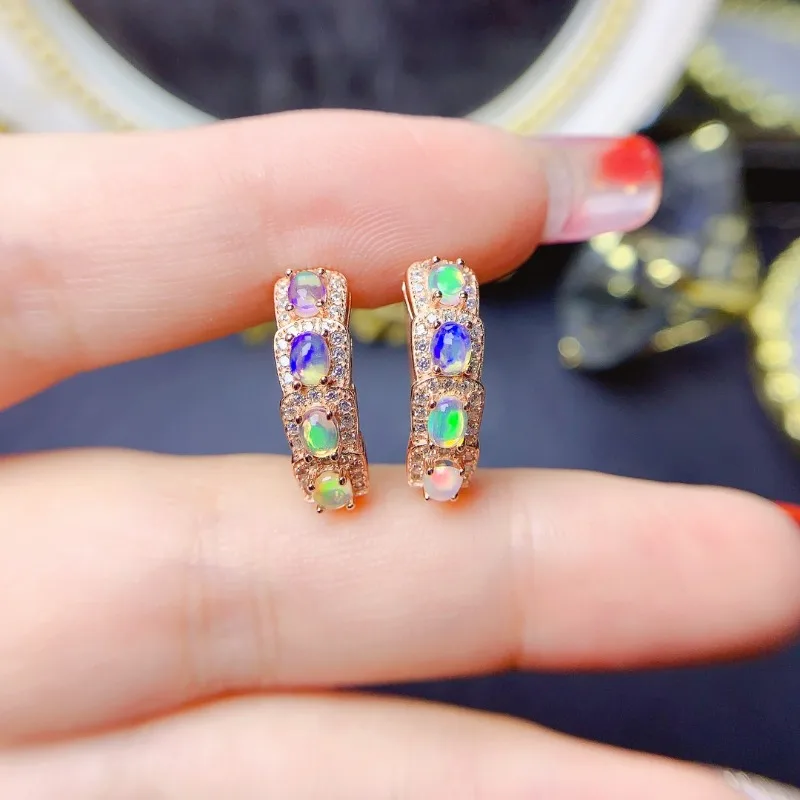 925 Sterling Silver Natural Fire Opal English Lock Earrings Red Natural Opal AAA VVS Earth Mined Untreated