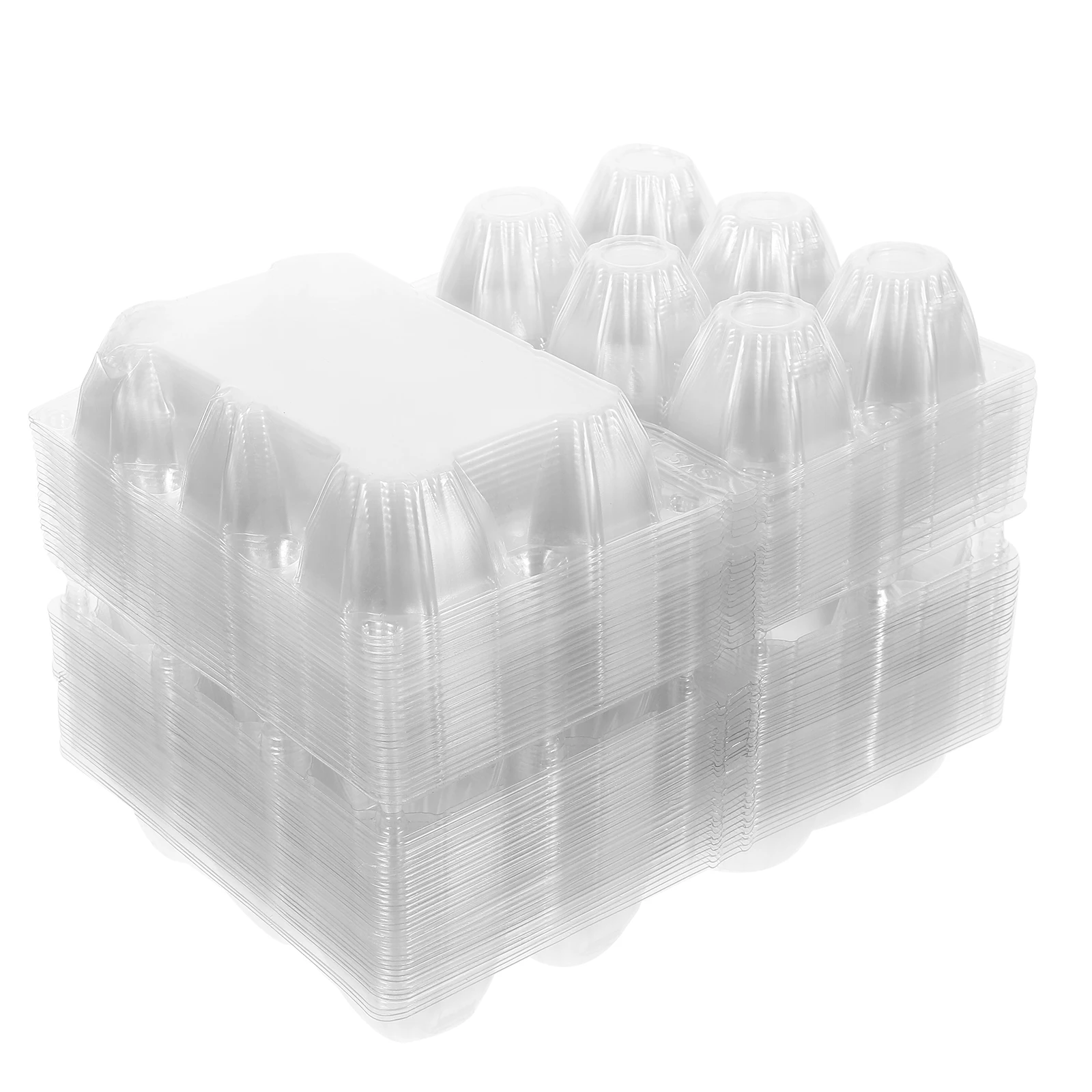 

50pcs Transparent Egg Carton Packaging Box Container for Packing Storage Reusable PVC Material Kitchen Decoration