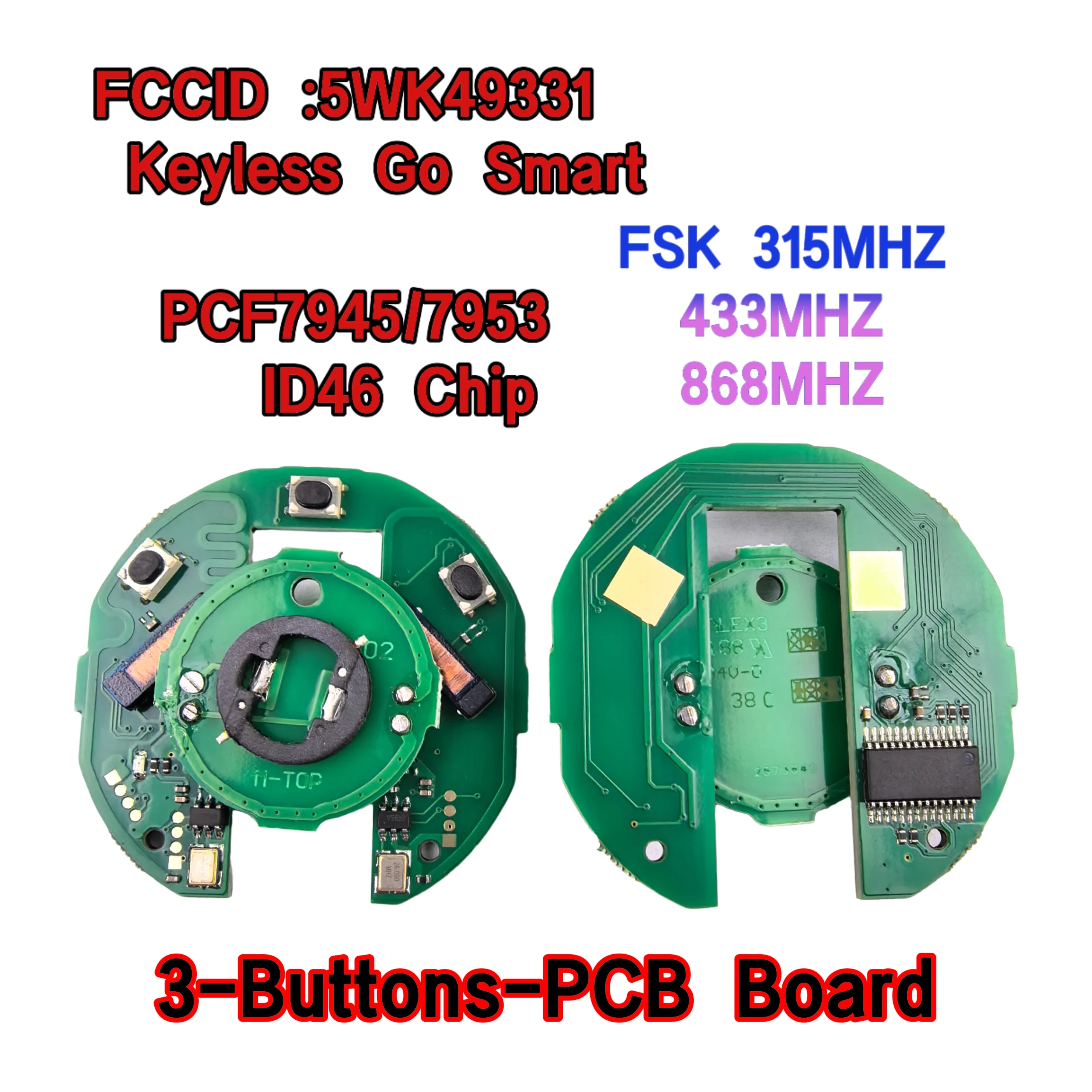 FCCID: 5WK49331 ID46 PCF7945/7953 Chip 315/433/868MHz Schlüsselloser Smart-Autoschlüssel/PCB-Platine für Mini Cooper Cabrio Clubman Countryman – Detail 2