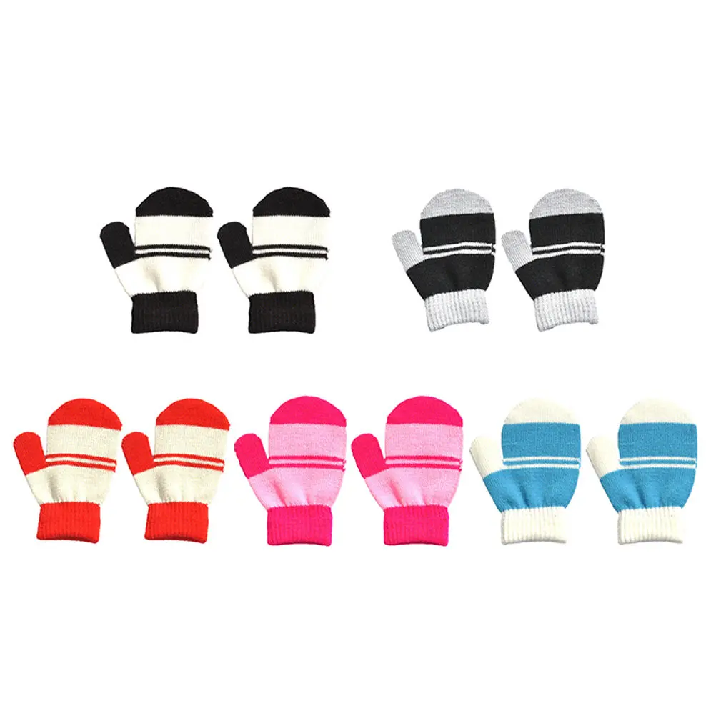 5 Pairs Kids Winter Gloves – Soft Knit Windproof Warm Mitts for Boys & Girls Outdoor Comfort