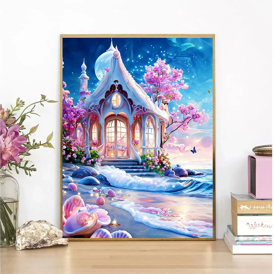 New Colored Diamond Painting Fairy Tale House 5D Diamond Embroidery Home Decoration Dream Castle DIY Mosaic Cross Embroidery