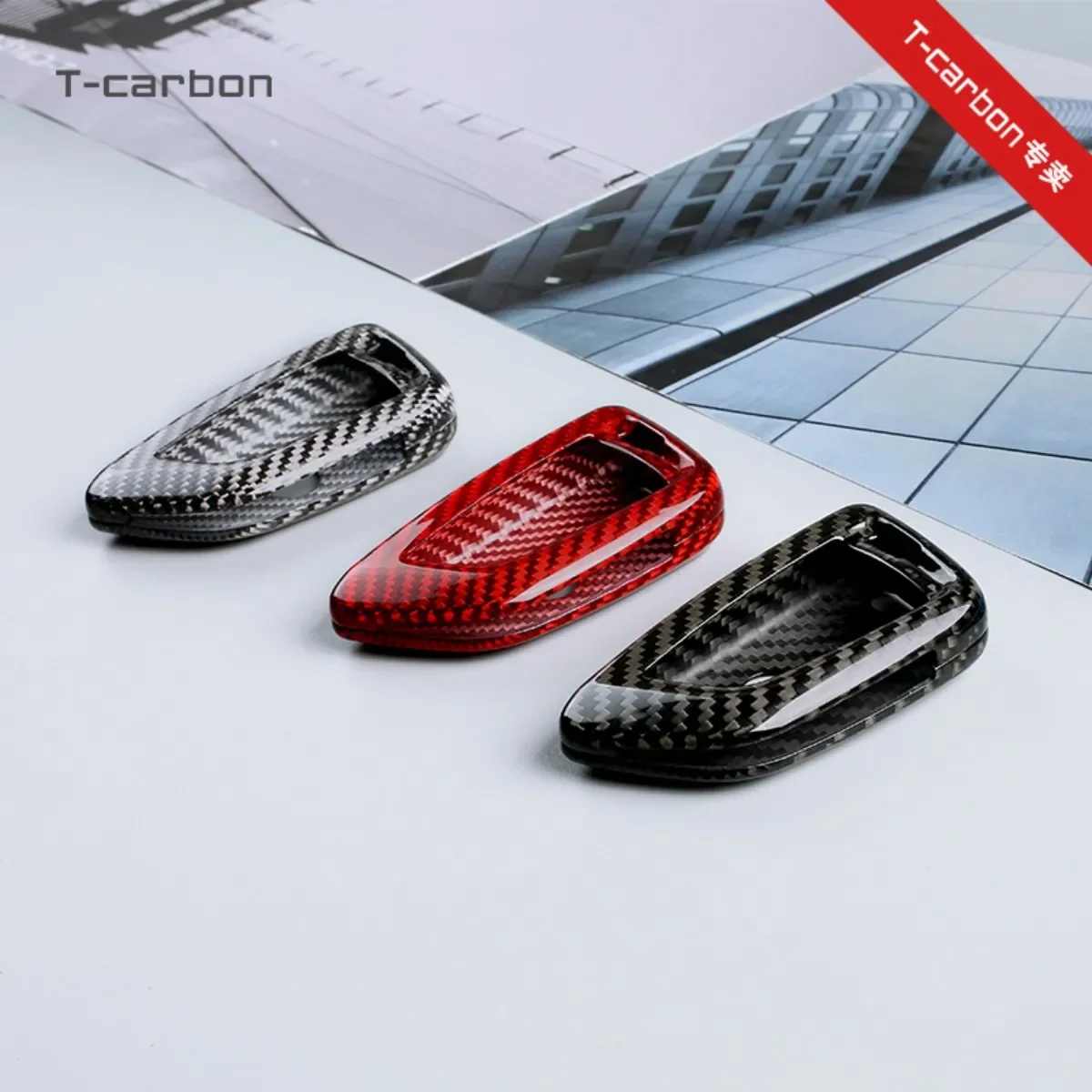

T-carbon Carbon Fiber Car Remote Smart Key Case Key Fob Case Holder Cover Trim For Toyota Supra A90 MK5 2019-2021