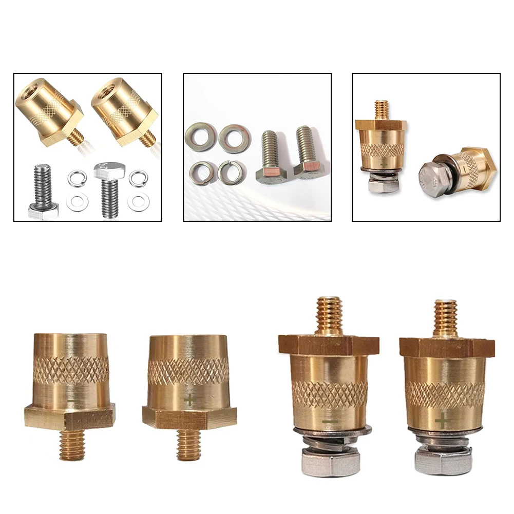 Battery Pole Terminals Brass Battery Pole Positive Negative M6 Male M8 Female Car Battery Variable Diameter Head Connector