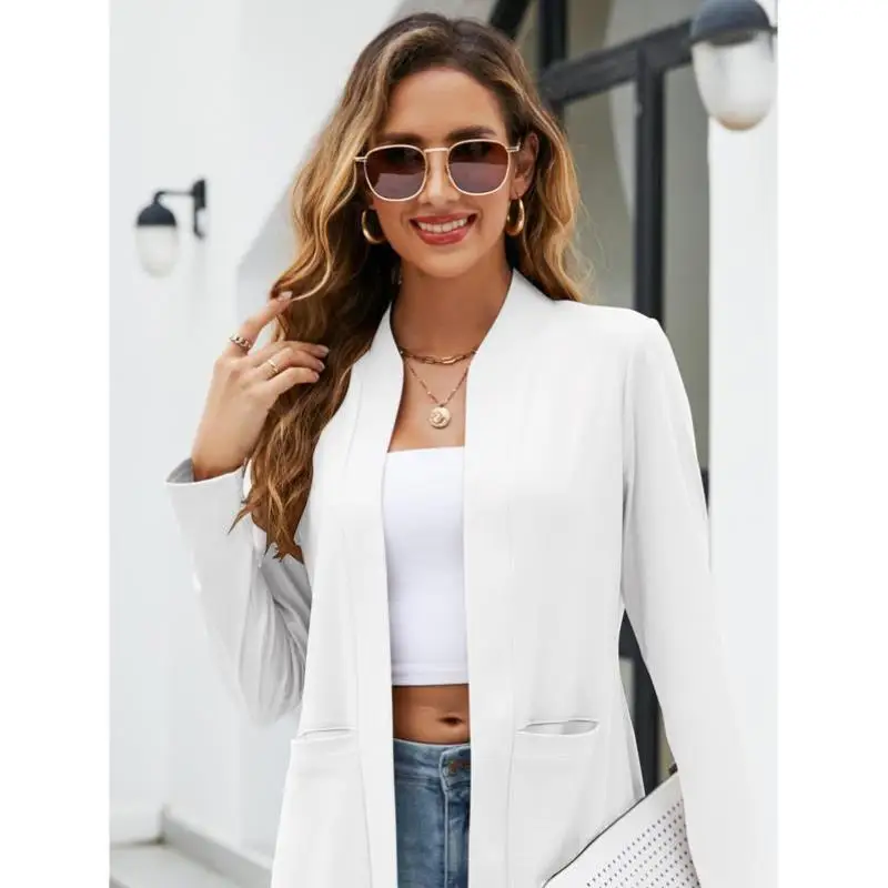 

Ele Pure Color Casual Open Cardigan for Women with kets Long Sve Seven Sve T-irt ort Pants Autumn Season