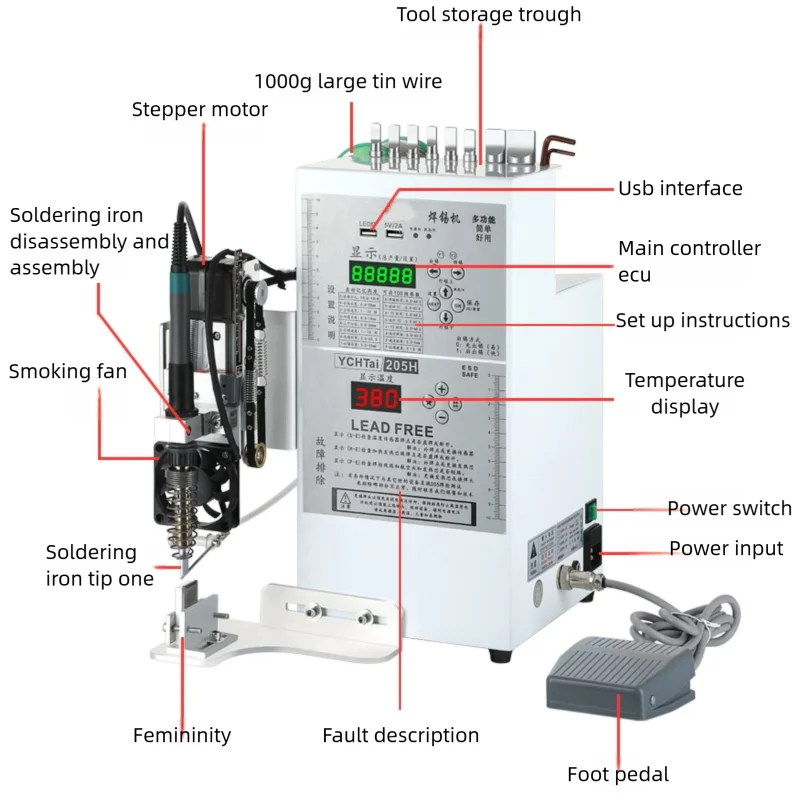 Semi-Automatic USB Spot Welding Soldiering Machine Precision Soldering Station DC Plug Soldering LED Light Power