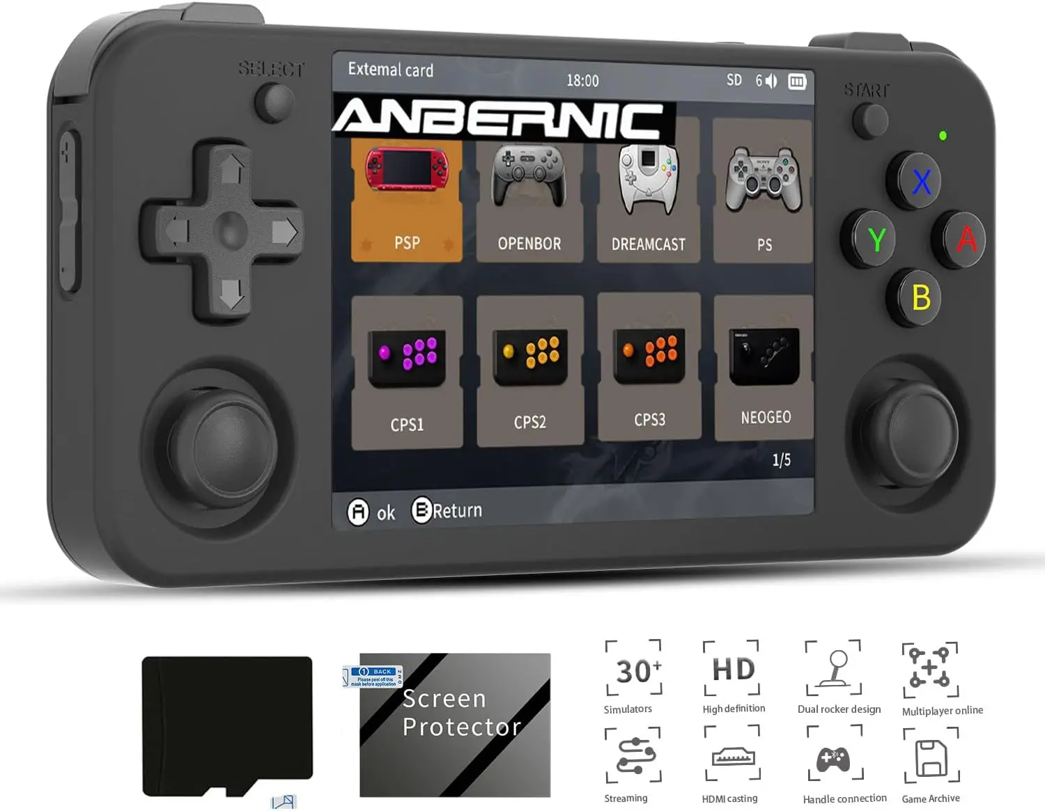 ANBERNIC RG35XX H Handheld Game Console Linux 3.5 inch IPS Screen H700 Retro Video Games Player 3300mAh 64G 5528 Classic Games