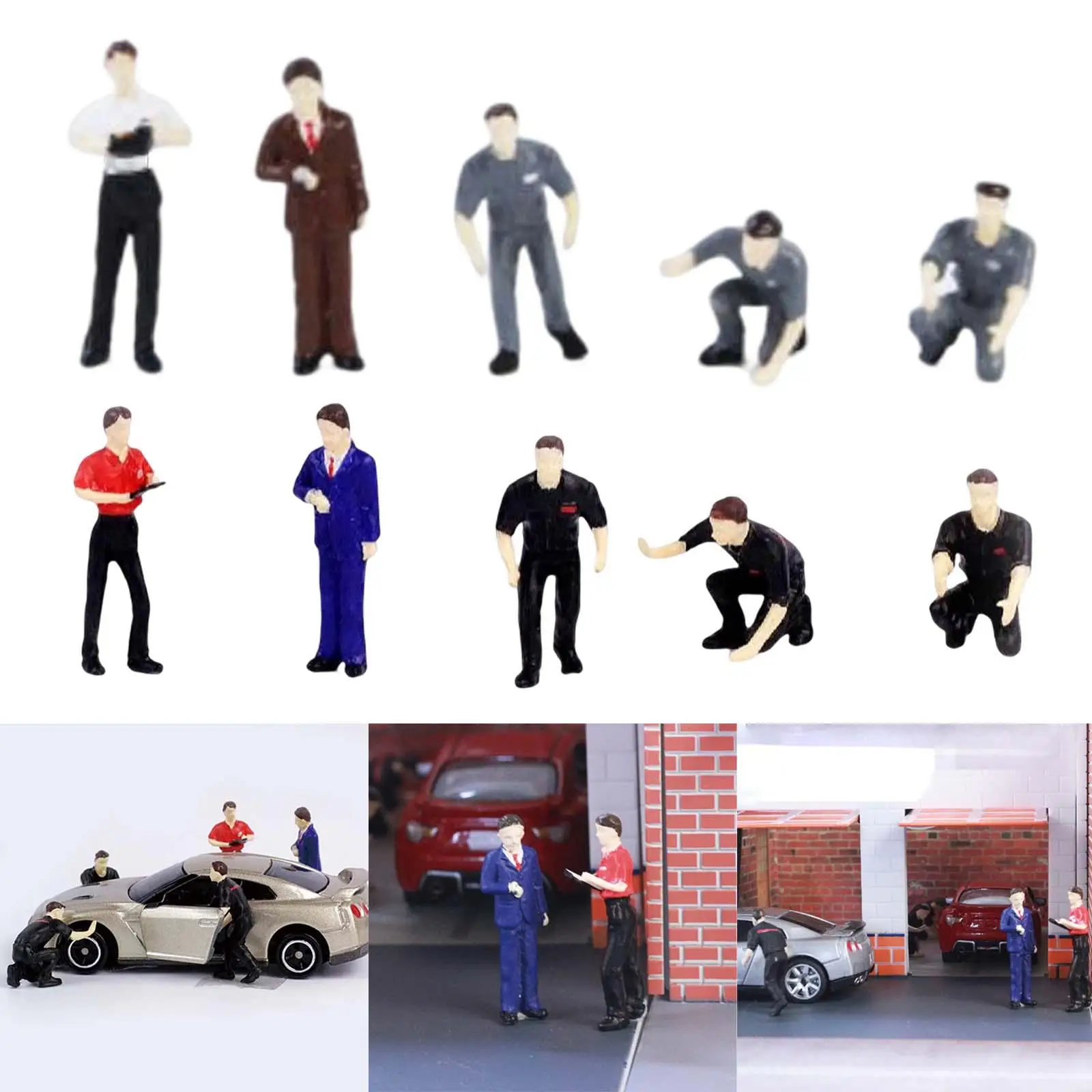 5Pcs Resin 1/64 Repairman Figures DIY Projects Miniature S Gauge Desktop Ornament Decor