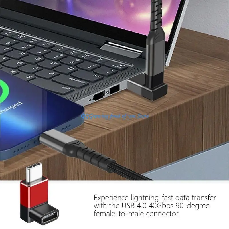 

H9EB USB PD240W 8K 60Hz Connectors 40Gbps Fast Speed USB C 90 Degree Male to Female Adapters for Laptops Tablets