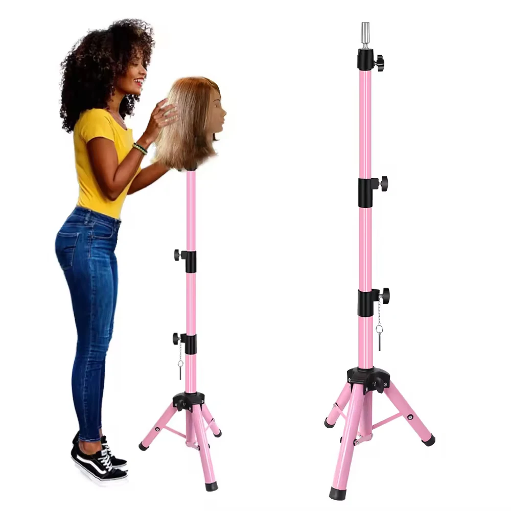 حامل شعر مستعار قابل للتعديل مقاس 55 بوصة، حامل ثلاثي عالي الجودة، رأس عارضة أزياء للتدريب على تصفيف الشعر #1