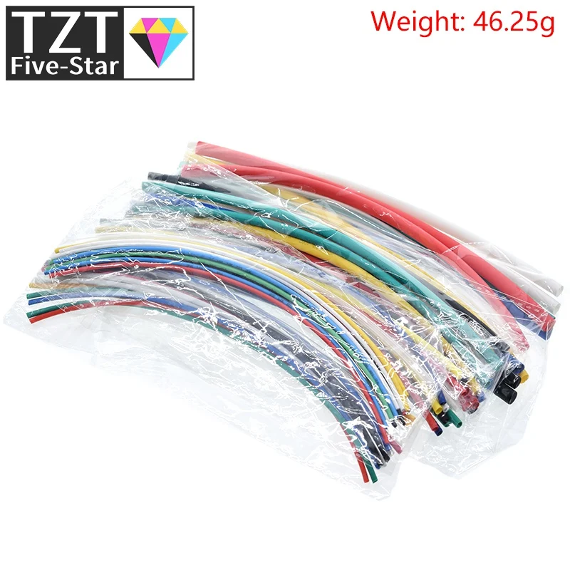 TZT New Electric Unit 70pcs Flame Retardant Durable 7 Color Assorted Colors Ratio 2:1 Polyolefin Heat Shrink Tubing Tube Kits