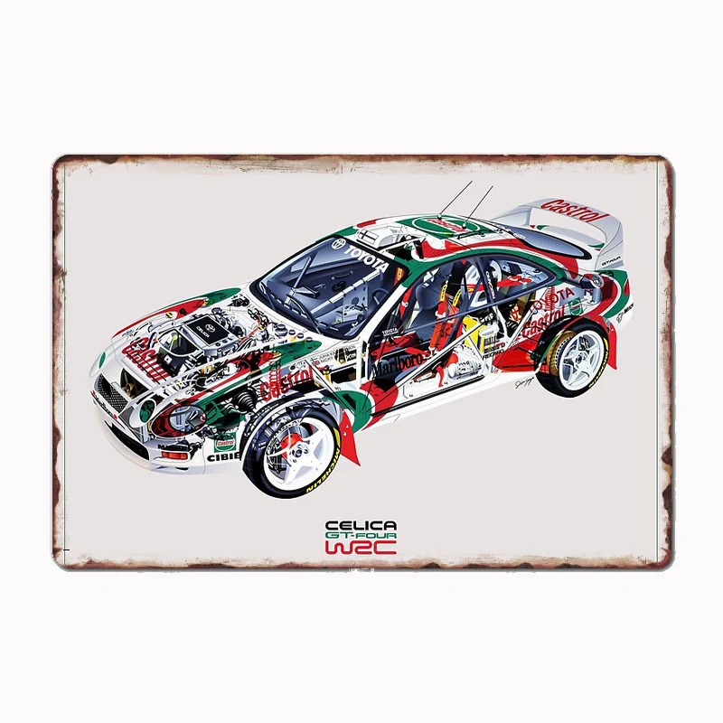 Celica Gt-four Wrc Cutaway Artwork Car Metal Sign Poster Garage Room Decor Custom Tin Home Decor Wall