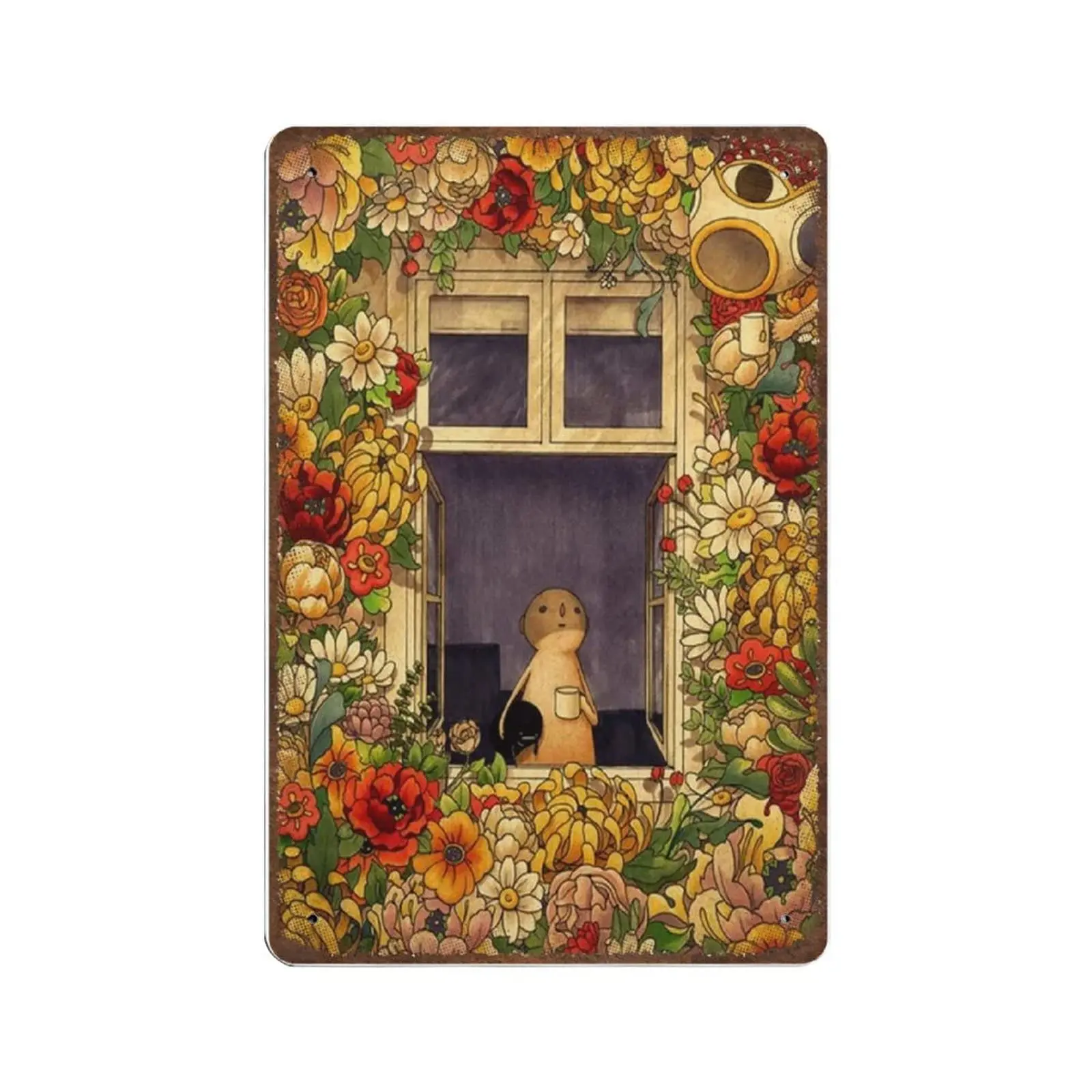 Vintage Metal Tin Sign Plaque,Colorful Flower Garden Tin Sign Floral Gardening Wall Art,Man cave Pub Club Cafe Home Decor Plate