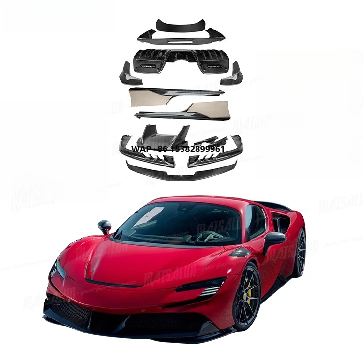 N Style Body Kit for SF90 Carbon Parts Modification Front Lip Rear Diffuser Side Skirts Spoiler Wing Bodykit