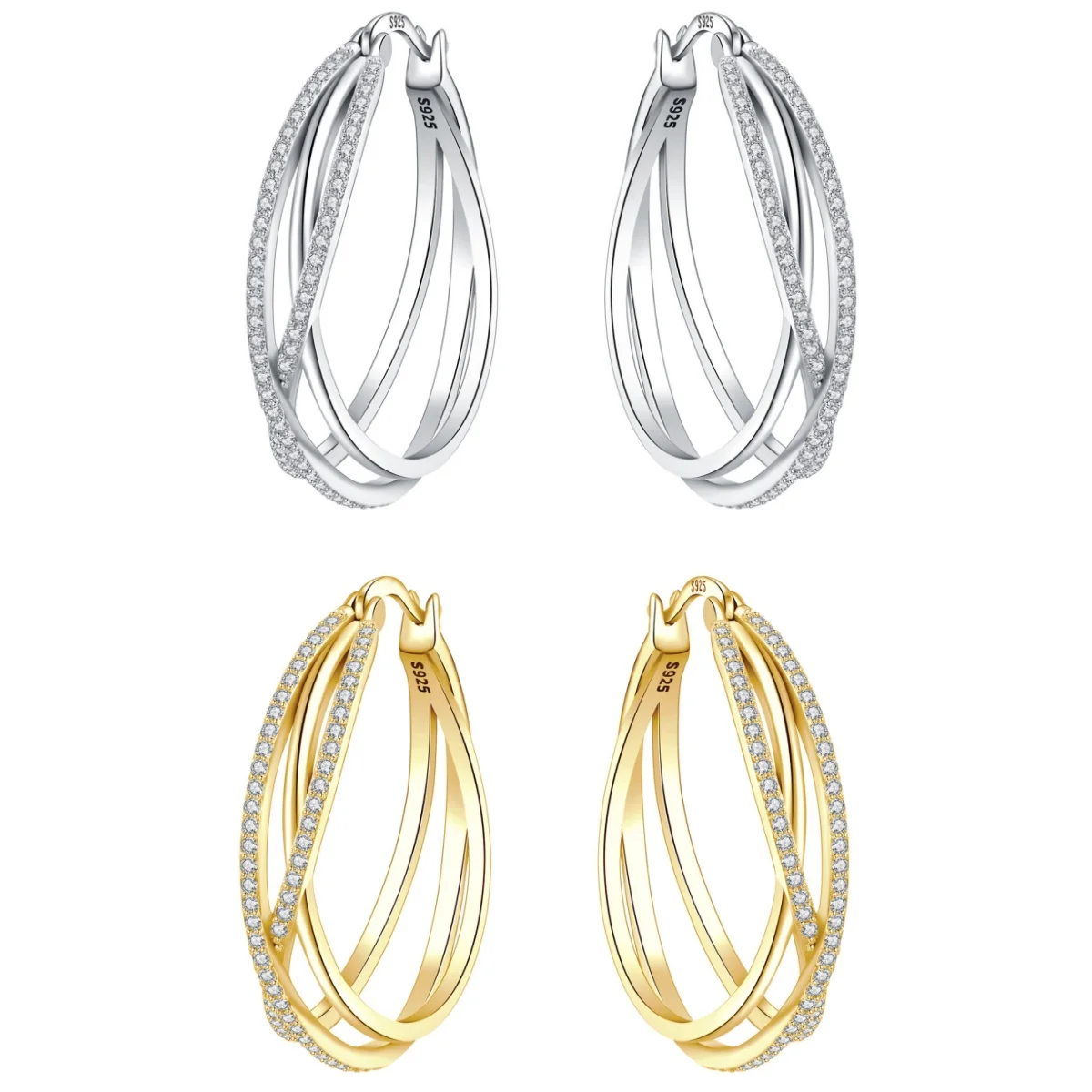 

925 Sterling Silver Curve Weaving Large Circle Series Earring Jewelry Versatile Hoop Earrings For Women Jewelry Fine Gifts