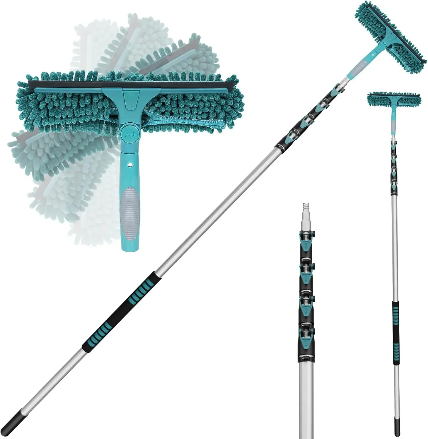 

30 Feet High Reach Window Squeegee with 6-24 Ft Extension Pole, Window Cleaner Tool with 5-Stage Telescoping Pole