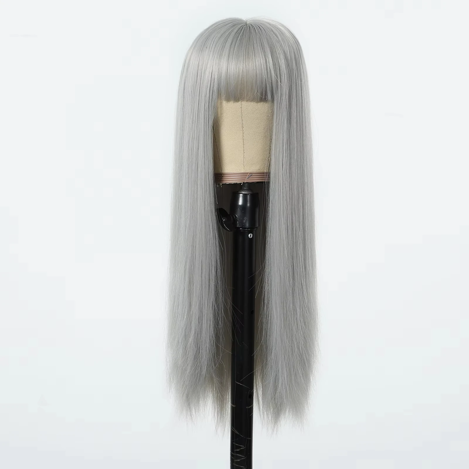 Grey long straight best-selling synthetic wig - Halloween cosplay role-playing party wig - Daily wig - Heat-resistant hairpiece