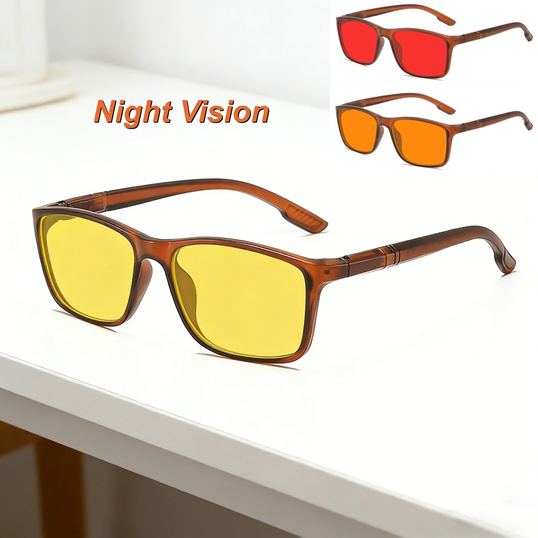 

2026 New Fashionable Personalized HD Night Vision Women's Flat Light Glasses Outdoor Neutral Multi Color Lens Sunscreen Glasses