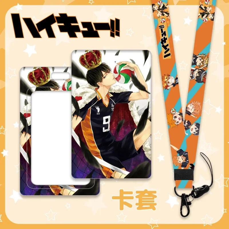 Bandai Haikyuu!! Lanyard Card Holder Cartoon Tobio Kageyama Push Pull Student Meal Card Holder HinataShoyou Bus Card Holder