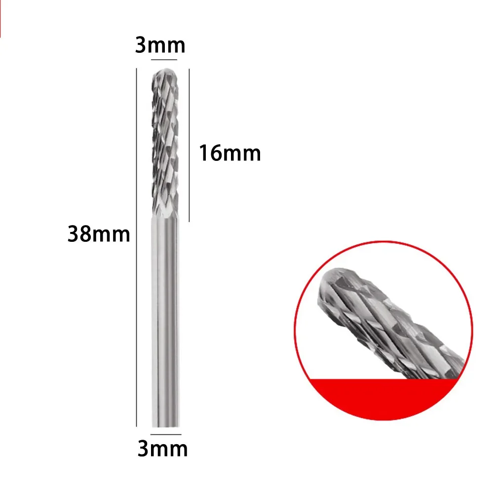 10Pcs 38mm Tungsten Carbide Rotary File Set 3mm Shank Milling Cutter For Fast Cutting & Polishing Copper/Aluminum/Carbon Steel