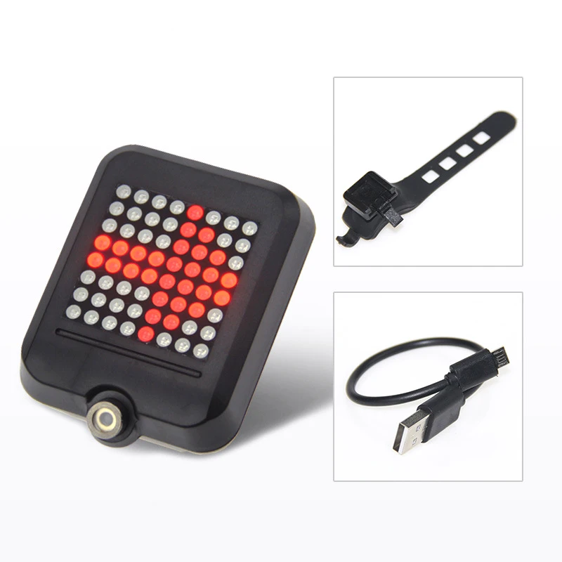 Bicycle Turn Signal Rear Light 64 LED USB Rechargeable Bicycle Wireless Turn Warning Taillight Cycling Rear Flashing for Bike