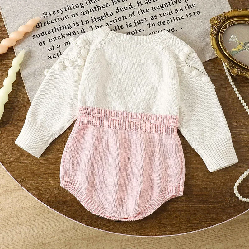 Girls Onewear 2026 Spring And Autumn New Childrens Clothing Baby Fashion Knitwear Love Sweater Long Sleeved Clothes Casual