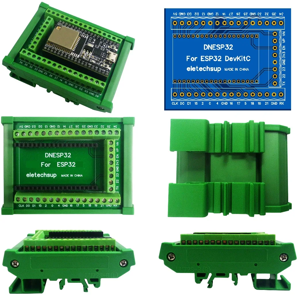ESP32 DIN Rail Mount Screw Terminal Block Adapter for ESP32S ESP WROOM 32 DevKitC WiFi Ethernet PLC