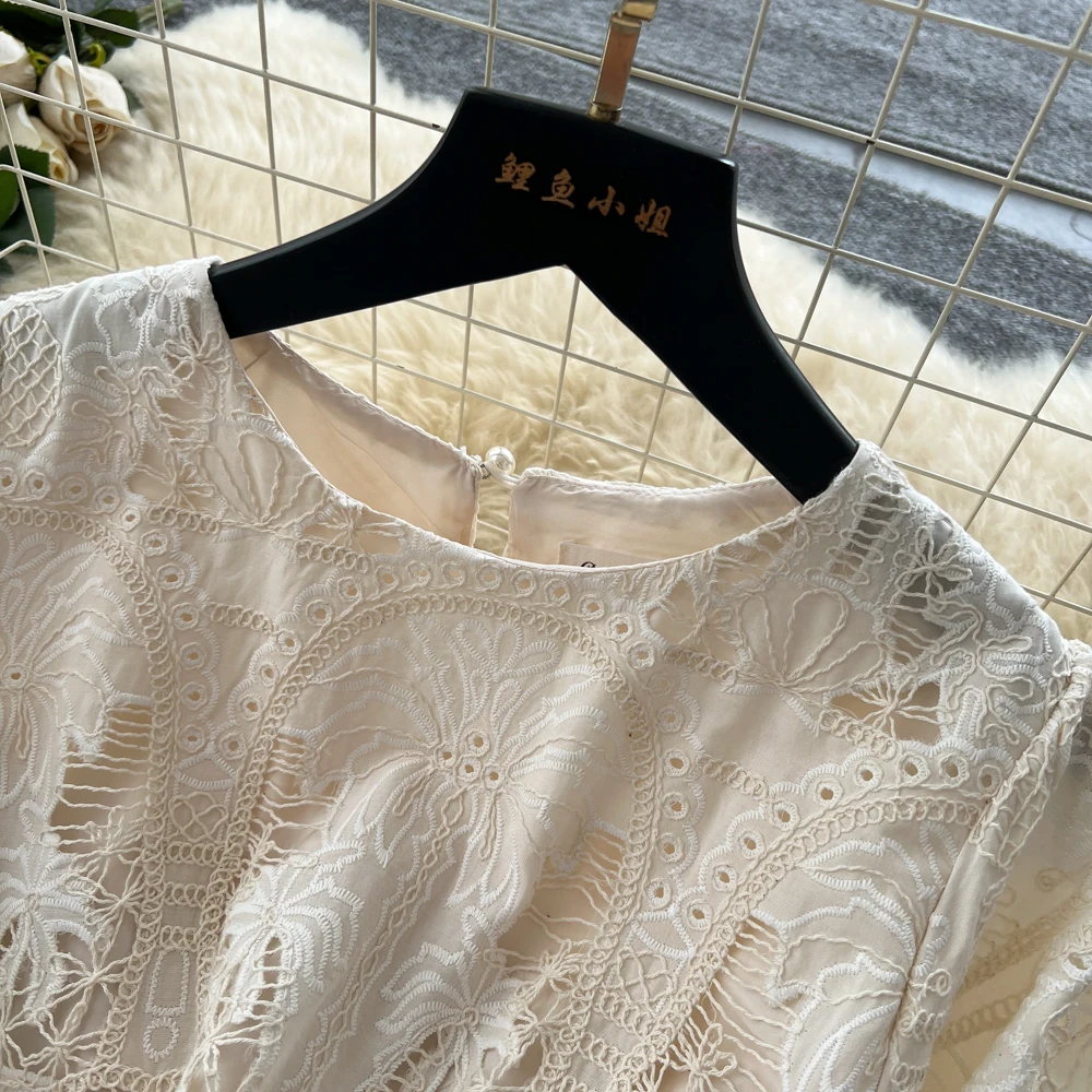 ชุดเดรสแขนสั้นสไตล์วินเทจเก๋ไก๋  ชุดเดรสแฟชั่นเกาหลีสไตล์นางฟ้า  เสื้อผ้าผู้หญิง