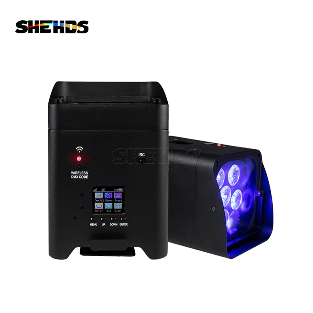 SHEHDS 4pcs 6x18w RGBWAUV LED Battery Par Wireless DMX512 Phone WIFE Wash Wall Light For Party DJ Disco Restaurant Wedding