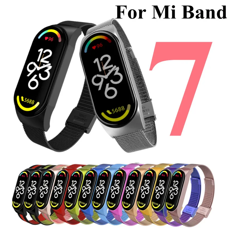 Mi banda 7 pulseira de metal para xiaomi mi banda 7 6 5 4 3 pulseira screwless todas as séries xiaomi mi banda 7 correa xiomi miband banda de pulso