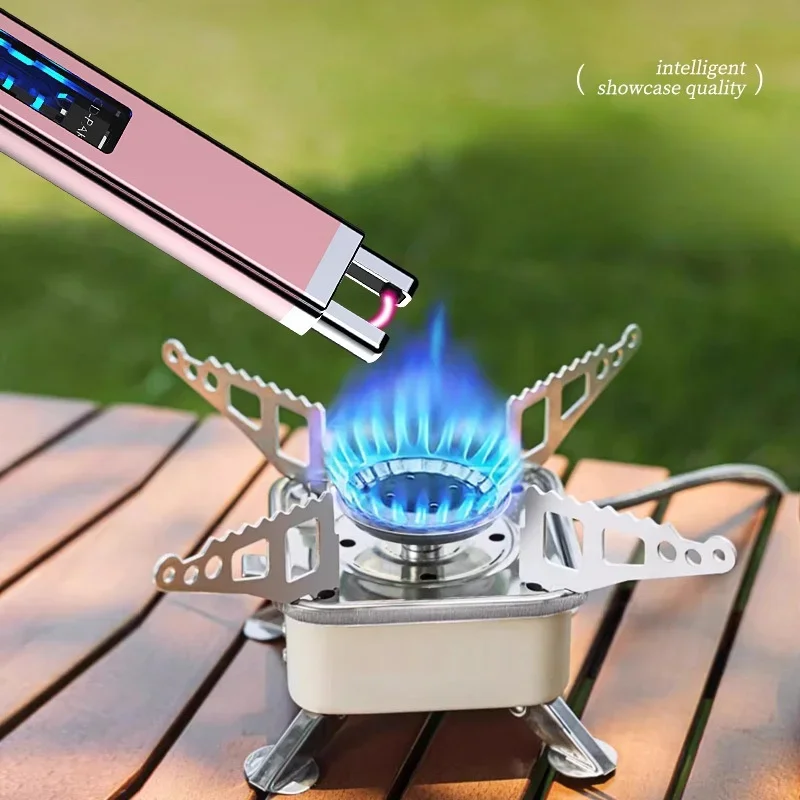 

Metal Windproof Electronic Pulse Plasma USB Charging Flameless Lighter Outdoor Barbecue Gas Stove Aromatherapy Candle Igniter