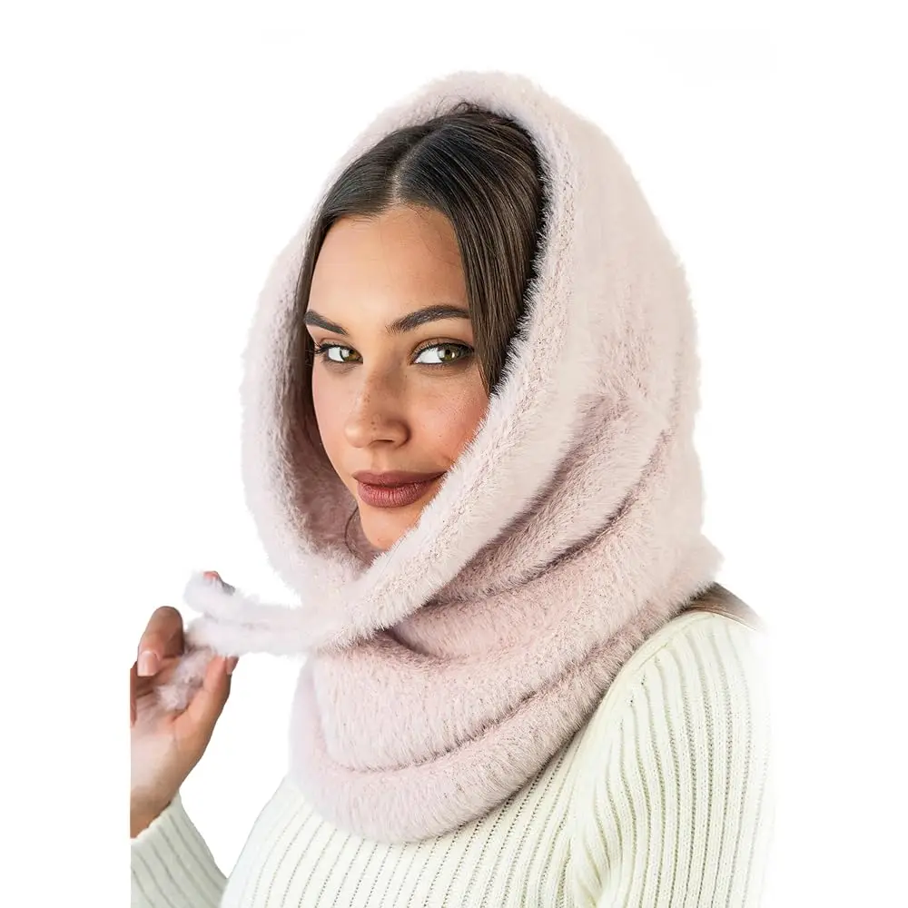 

Балаклава-шарф для женщин - Зимняя комбинированная шапка-шарф - Защита лица от снега - Вязаный шарф с капюшоном