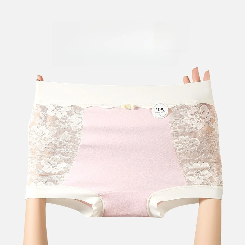 Lace Stitching Cotton Briefs Ladies Girls Cute Underwear 10A Antibacterial Mid-waist Breathable Seamless Lingerie Women Panties