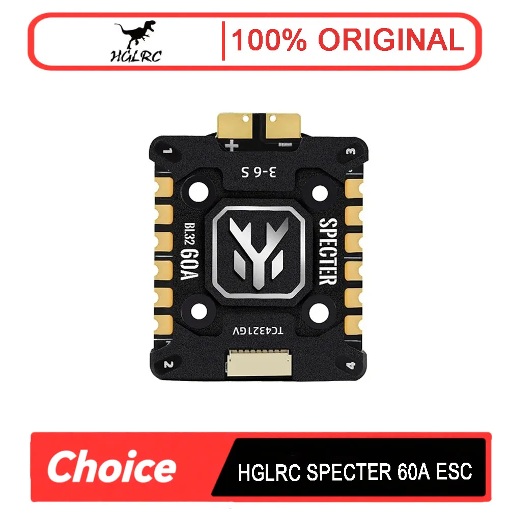 

HGLRC SPECTER 60A 4в1 ESC BLHeli_32 DSHOT 600 3-6S 20x20 мм Радиатор с ЧПУ для гоночных дронов FPV