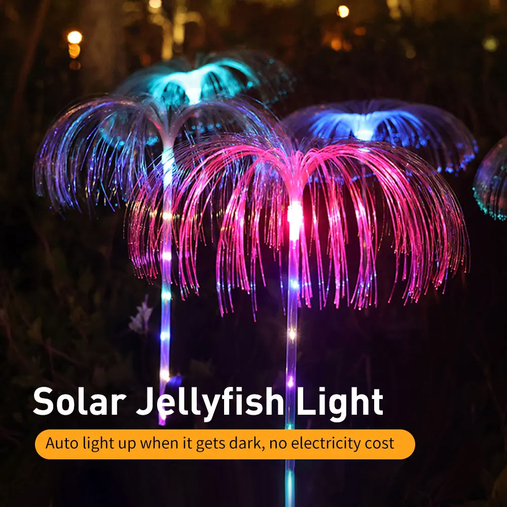 

Jellyfish Solar Light 7 Colors Solar Garden Lights LED Fiber Optic Lights Outdoor Waterproof Decor Lamp for Lawn Patio Plug-in