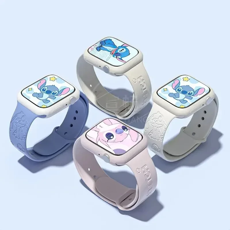 Disney Stitch Strap for Apple Watch Band 44mm 40mm 45mm 41mm 38mm 42mm Anime Silicone Sports Bracelet IWatch 8 Ultra 7 Se 6 5 3